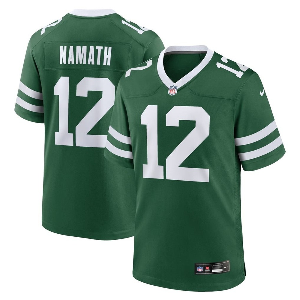 Joe Namath #12 New York Jets Legacy Game Jersey Men's XL Green Screen Print NWT